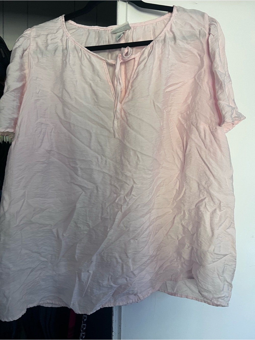 Ava & Viv Pale Pink Tie-Neck Blouse